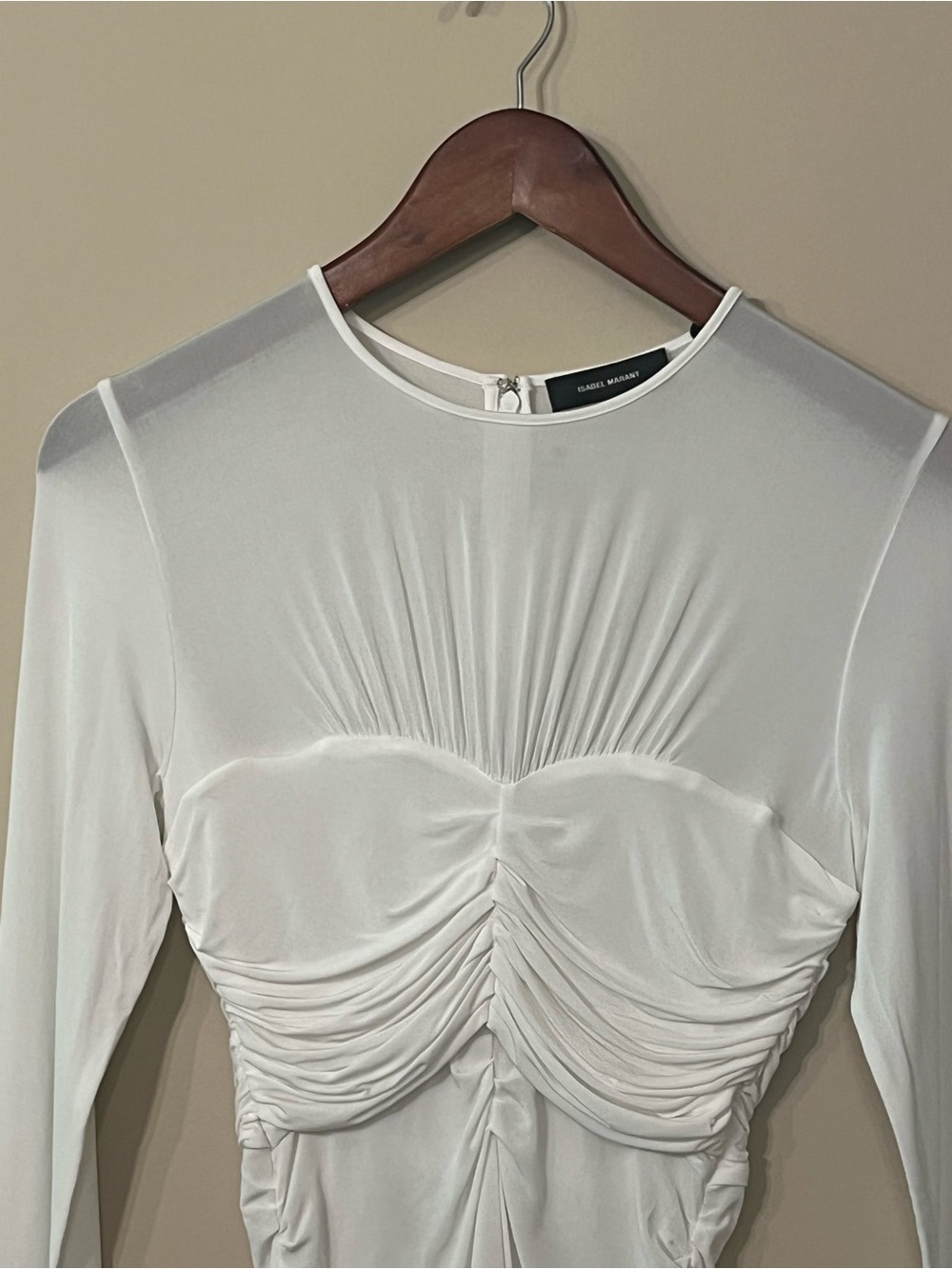 Isabel Marant Jalila Ruched Bustier Top white sheer long sleeve small - Picture 3 of 7